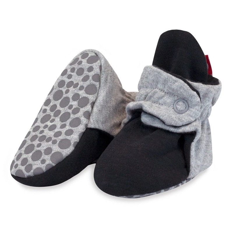Organic Cotton Baby Booties – Heather Gray/Black 0-3 months