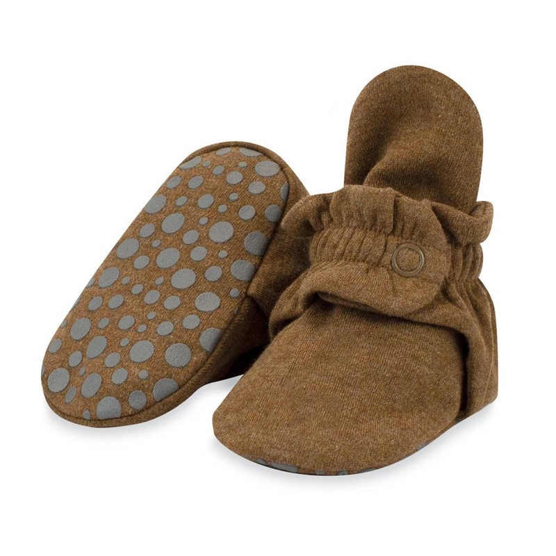 Organic Cotton Baby Booties – Heather Mocha 0-3 months