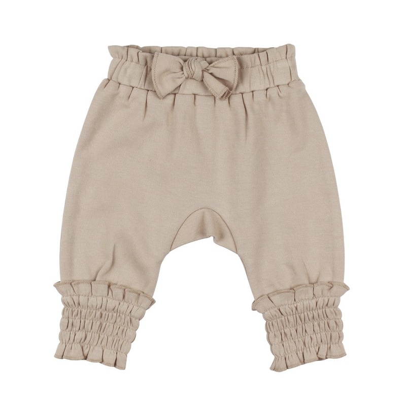 Organic Smocked Bubble Pants – Oatmeal 0-3 months