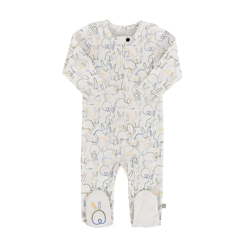 Organic Zipper Footie – Bunnies 0-3 months