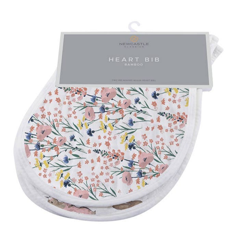 Bamboo Burp Cloths/Heart Bib Set of 2 – Wildflowers