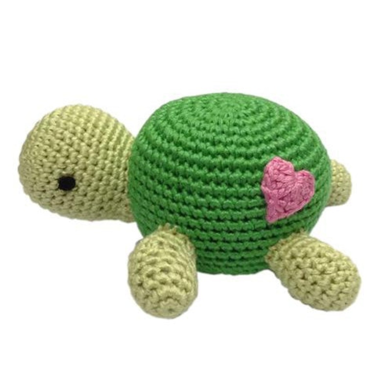 Handmade Bamboo Crochet Teething Rattle – Sea Turtle