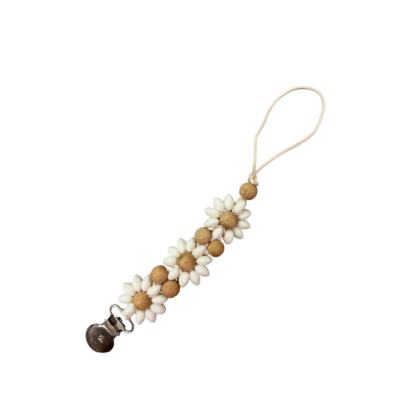 Olivia Beech Wood & Silicone Pacifier & Toy Clip Cotton