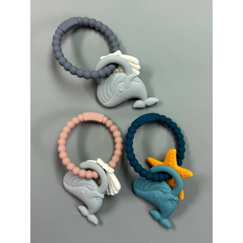 Silicone Whale Teether Ring Misty Rose