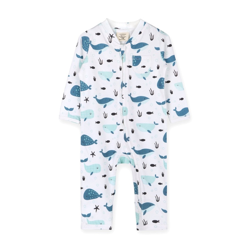 Zipper Baby Coverall Jumpsuit – Whales 0-3 months